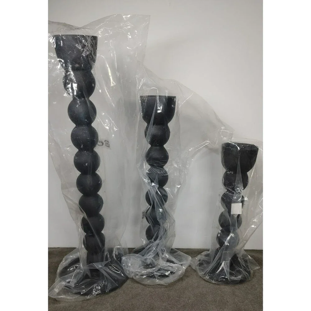 NIB Ikea Bestiga 605.046.77 Metal Candle Stick Holders Set of 3 Matte Black